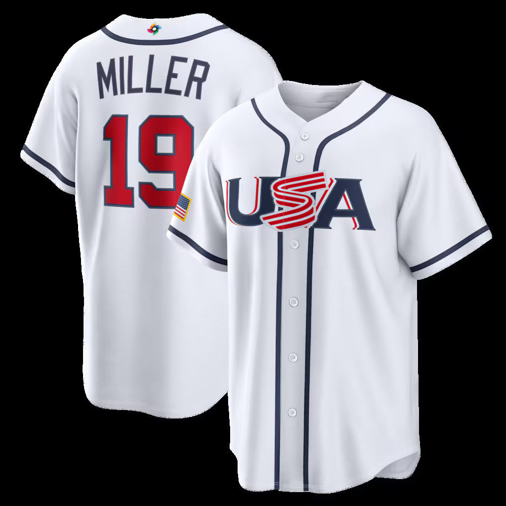USA Baseball #19 Mason Miller 2026 World Baseball Classic Home Stadium Baseball Jersey - White