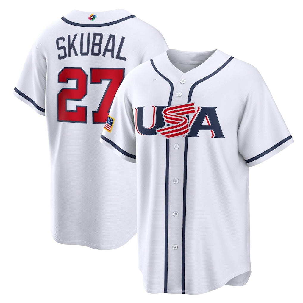USA Baseball #27 Tarik Skubal 2026 World Baseball Classic Home Stadium Baseball Jersey - White