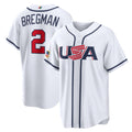 USA Baseball #2 Alex Bregman 2026 World Baseball Classic Home Stadium Baseball Jersey - White