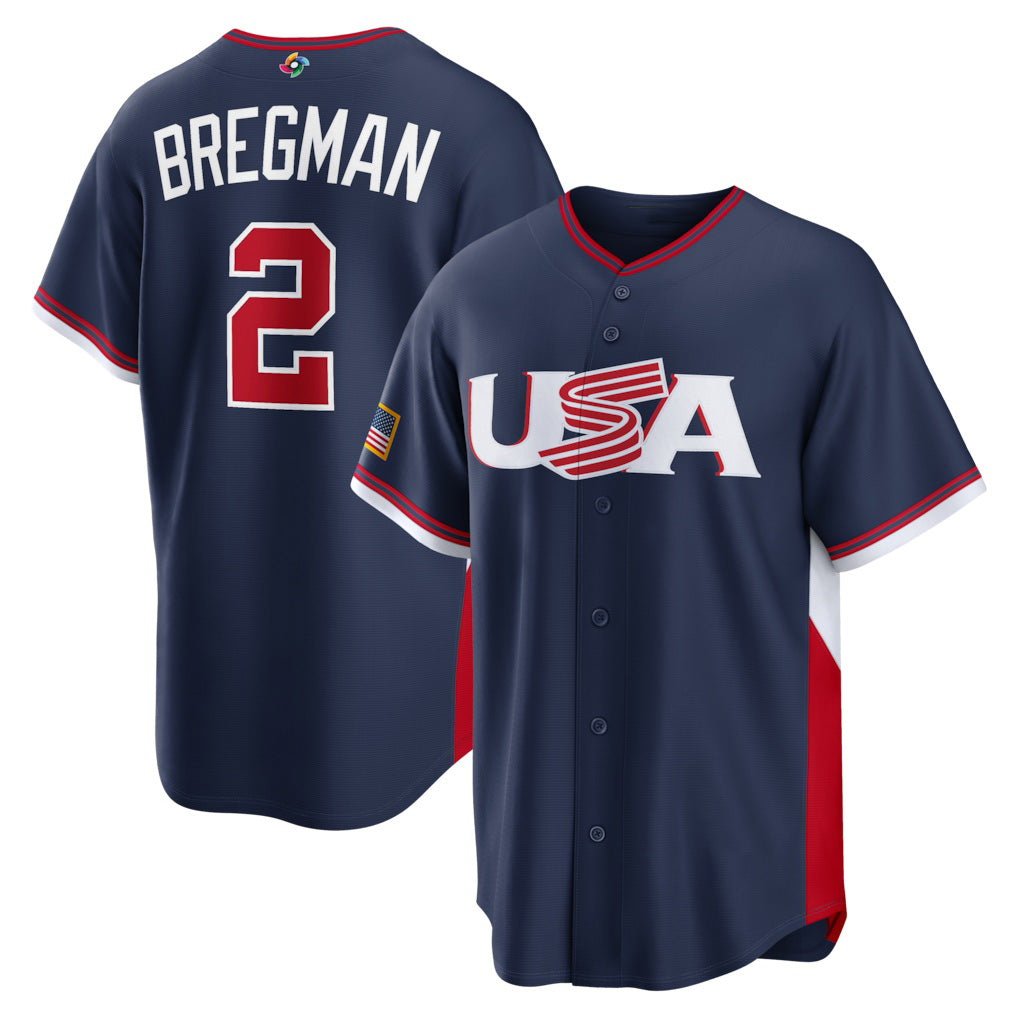 USA Baseball #2 Alex Bregman 2026 World Baseball Classic Road Stadium Baseball Jersey - Navy