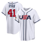 USA Baseball #41 Joe Ryan 2026 World Baseball Classic Home Stadium Baseball Jersey - White