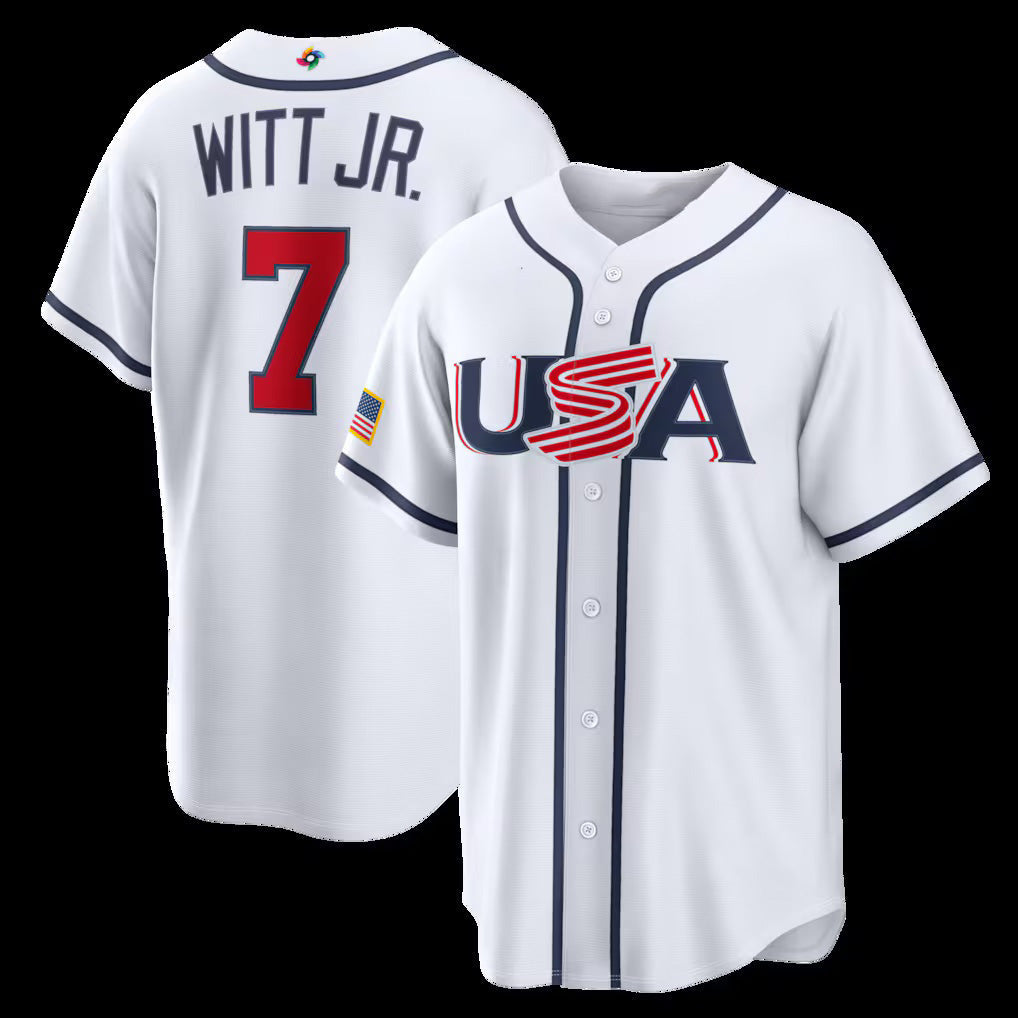USA Baseball #7 Bobby Witt Jr. 2026 World Baseball Classic Home Stadium Baseball Jersey - White