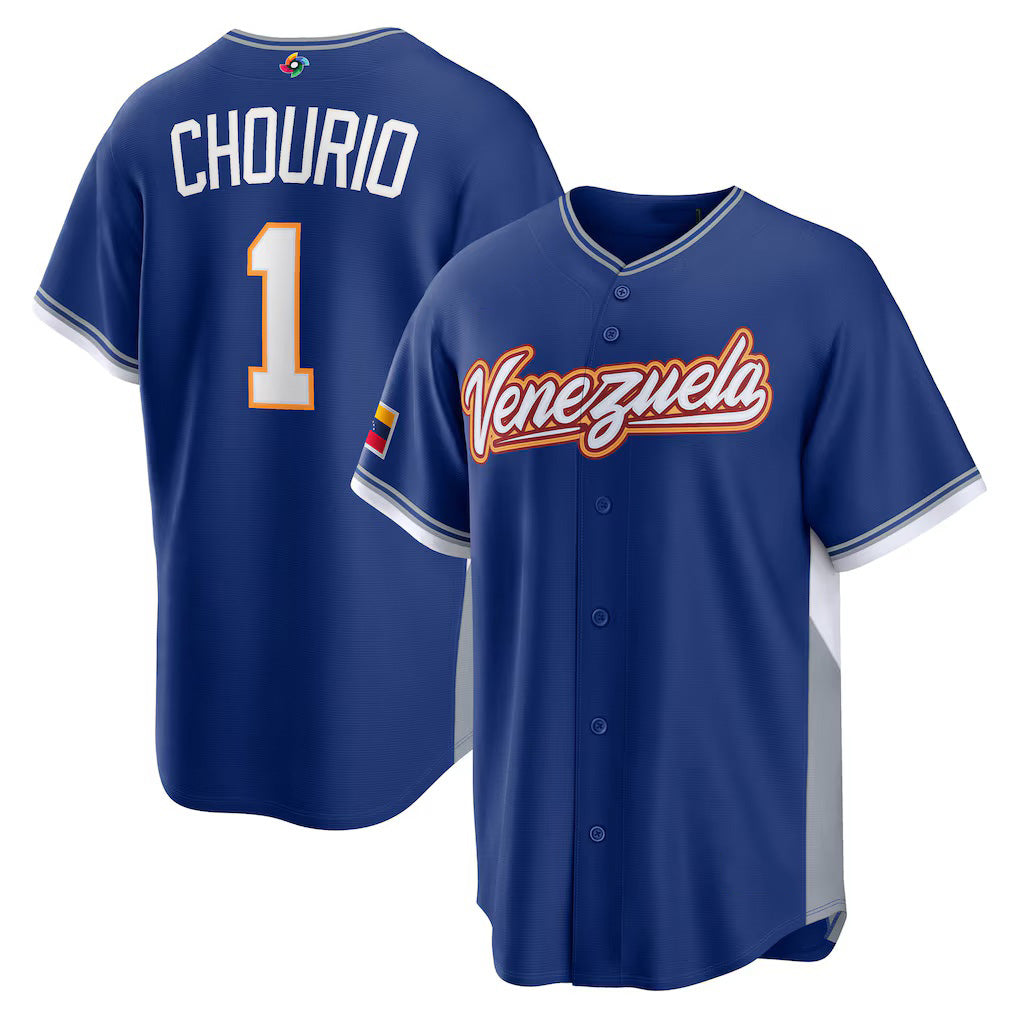 Venezuela Baseball #1 Jackson Chourio 2026 World Classic Road Stadium Jersey - Royal