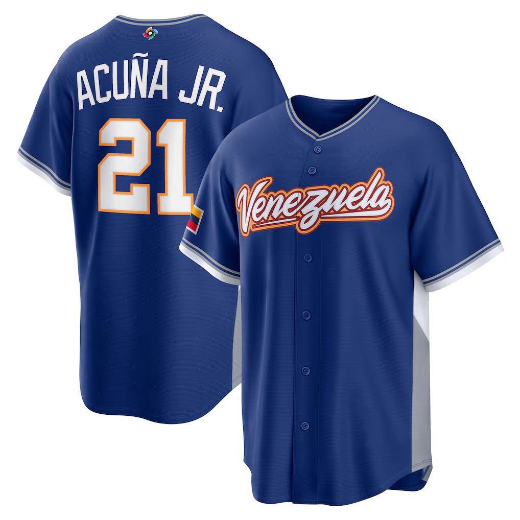 Venezuela Baseball #21 Ronald Acuña Jr. 2026 World Classic Road Stadium Jersey - Royal