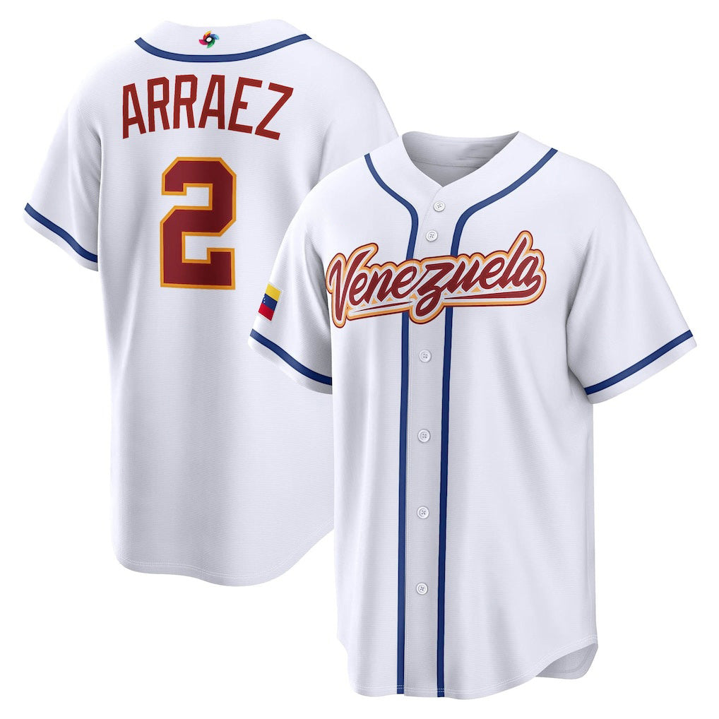 Venezuela Baseball #2 Luis Arraez 2026 World Baseball Classic Home Stadium BaseballJersey - White