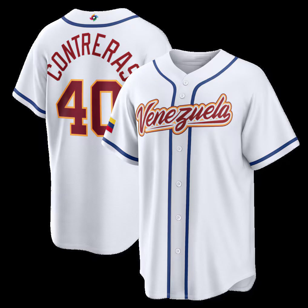 Venezuela Baseball #40 Willson Contreras 2026 World Baseball Classic Home Stadium Baseball Jersey - White