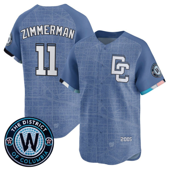 Washington Nationals #11 Ryan Zimmerman Blue 2025 City Connect Limited Stitched Baseball Jersey