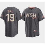 Washington Nationals #19 Josh Bell 2022 Grey City Connect Cherry Blossom Cool Base Stitched Baseball Jersey