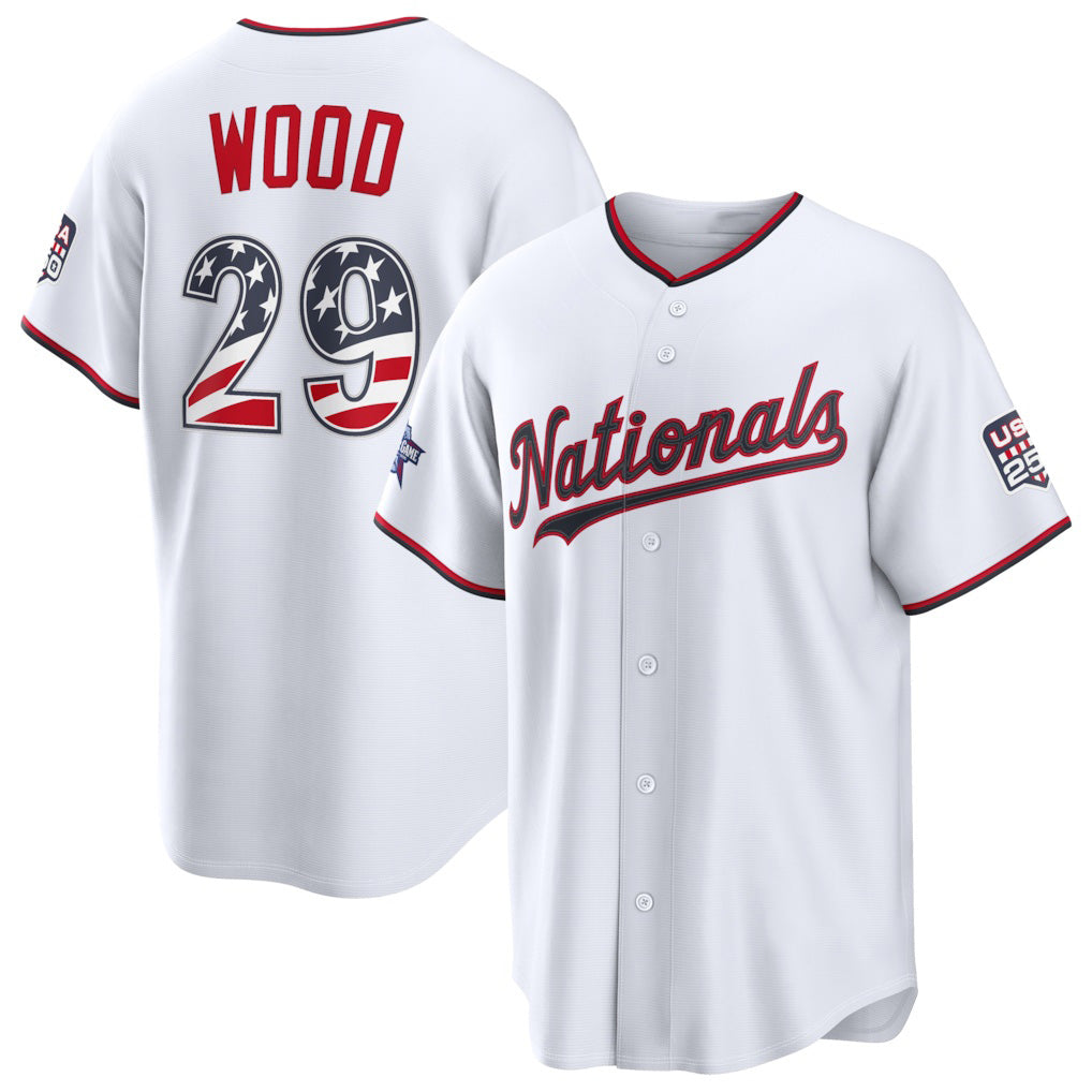 Washington Nationals #29 James Wood 2026 All-Star Edition Stars & Stripes White Stadium Baseball Jersey