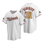 Washington Nationals #31 Max Scherzer White Gold 2019 World Series Champions Stitched Cool Baseball Jersey