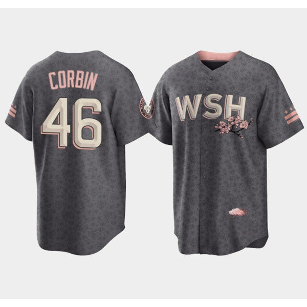Washington Nationals #46 Patrick Corbin 2022 Grey City Connect Cherry Blossom Cool Base Stitched Baseball Jersey