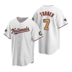 Washington Nationals #7 Trea Turner White Gold 2019 World Series Champions Stitched Cool Baseball Jersey