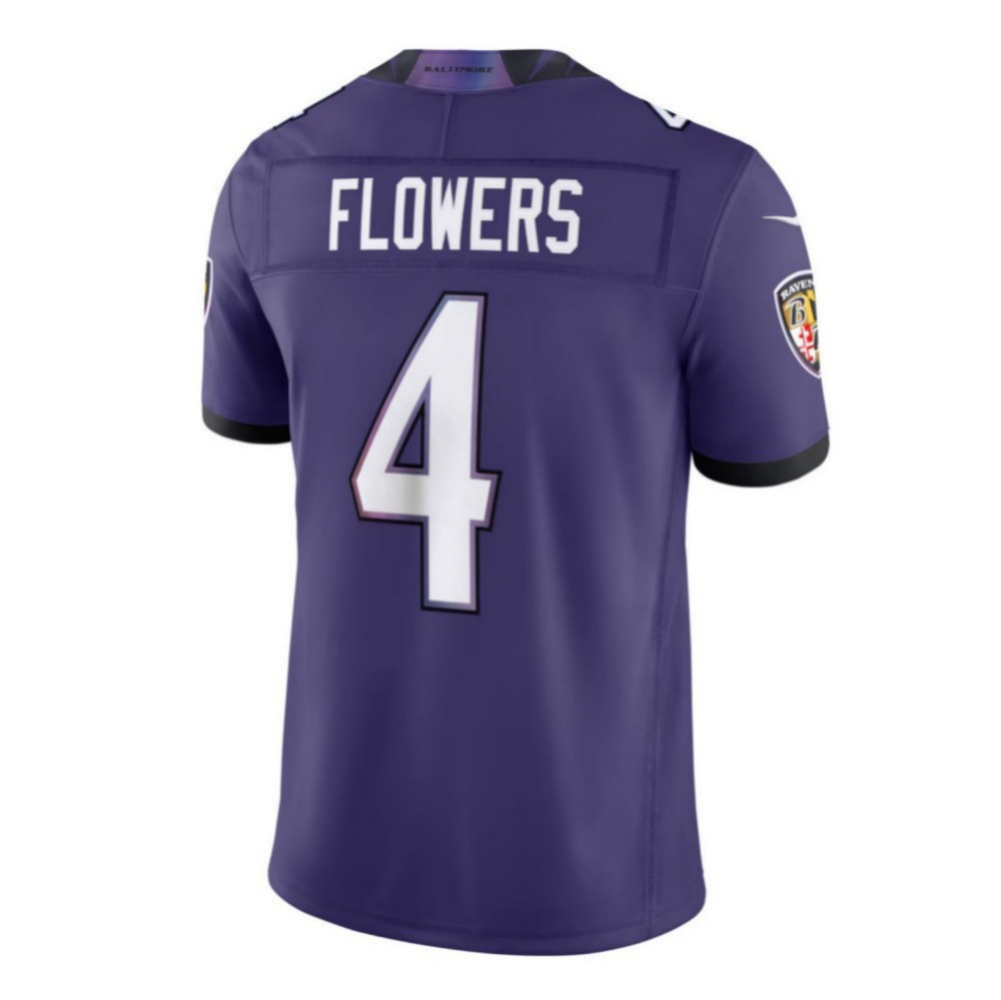 Zay Flowers Ravens #4 Purple Vapor F.U.S.E. Sewn Down Limited Stitched Football Jersey