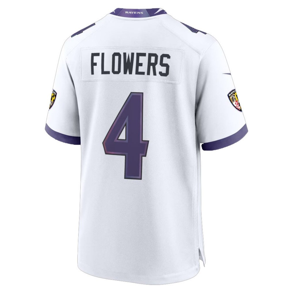 Zay Flowers Ravens #4 White Alternate Game Stitched Football Jersey
