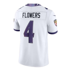 Zay Flowers Ravens #4 White Vapor F.U.S.E. Sewn Down Limited Stitched Football Jersey