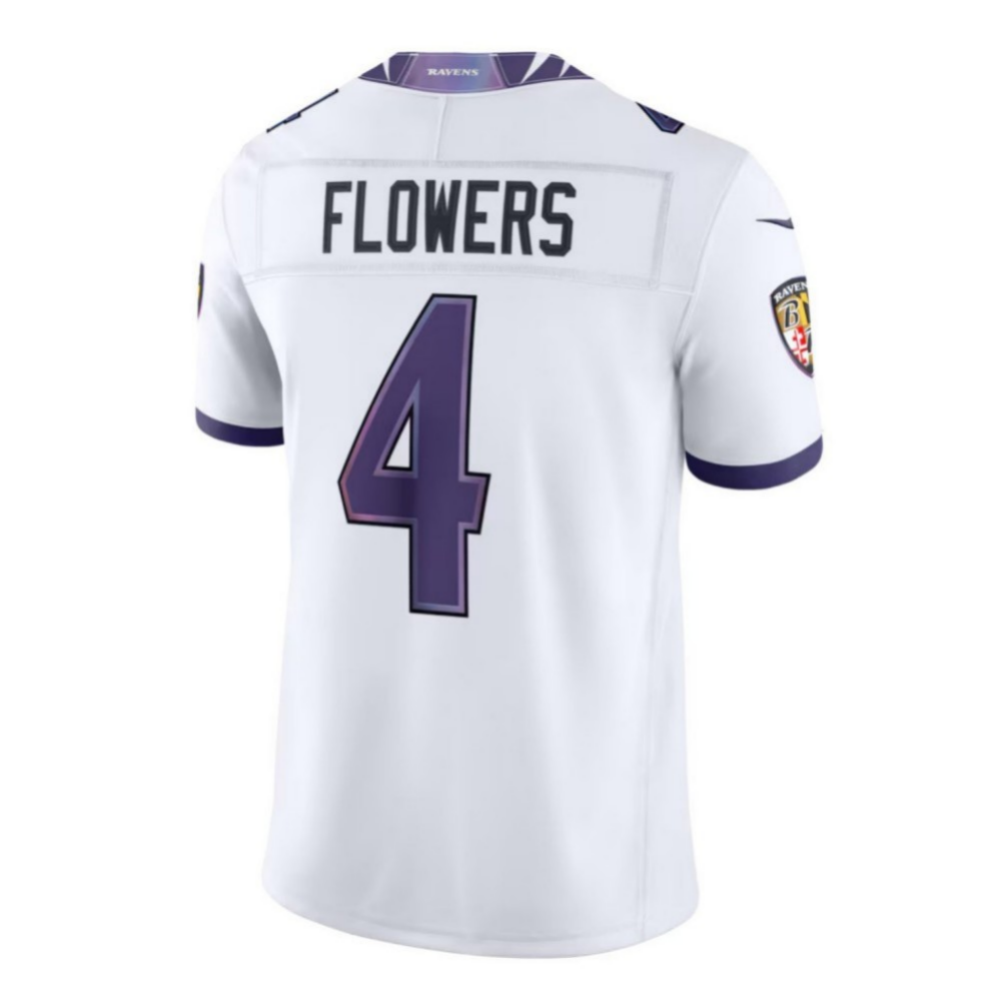 Zay Flowers Ravens #4 White Vapor F.U.S.E. Sewn Down Limited Stitched Football Jersey