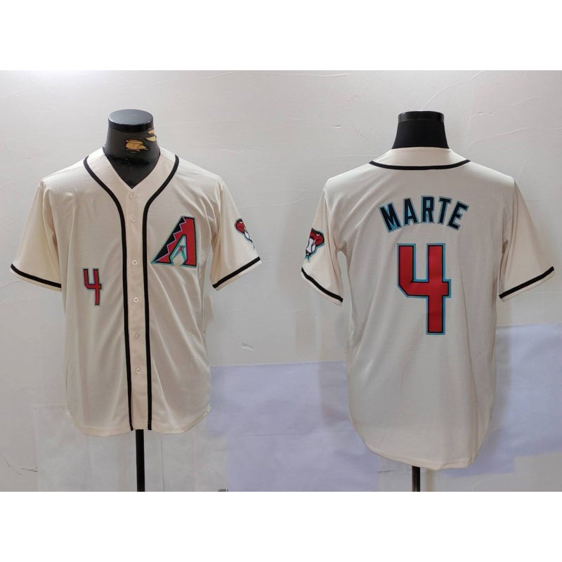 Arizona Diamondback #4 Ketel Marte Number Cream MAROU Cool Base Limited Stitched Jersey