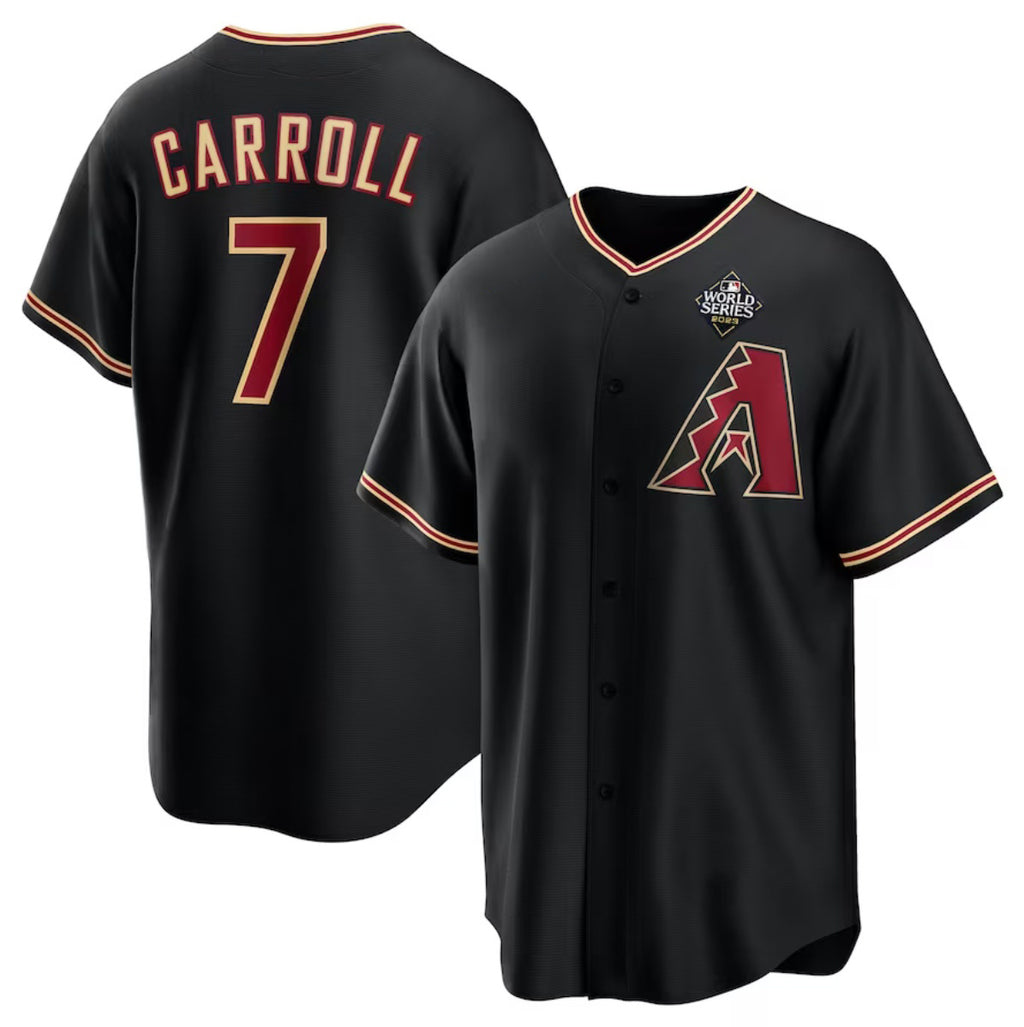 Arizona Diamondbacks #7 Corbin Carroll Black MAROU 2023 World Series Cool Base Stitched Jersey