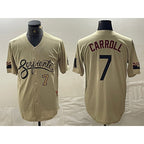 Arizona Diamondbacks #7 Corbin Carroll Number 2021 Gold MAROU City Connect Cool Base Stitched Jersey 2