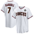 Arizona Diamondbacks #7 Corbin Carroll White MAROU 2023 World Series Cool Base Stitched Jersey 2