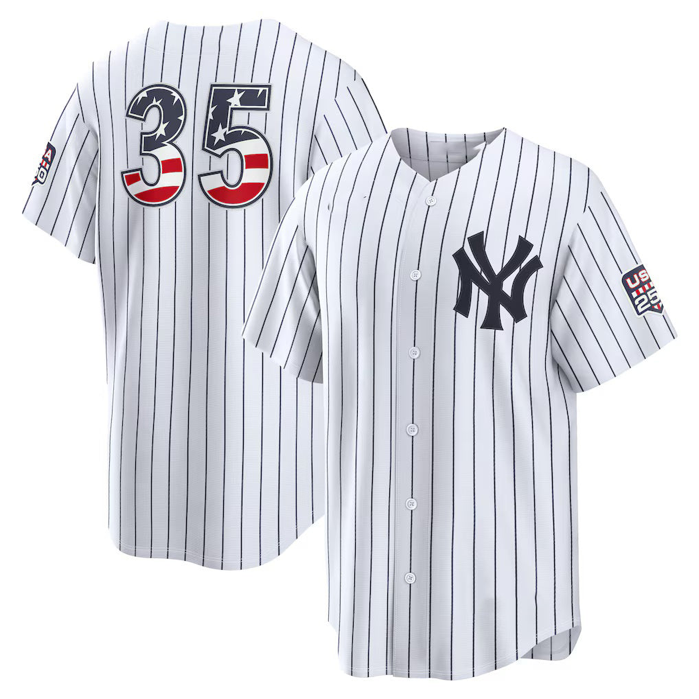 New York Yankees #35 Cody Bellinger USA 250 Fourth of July Home Stadium Jersey - White Puhics