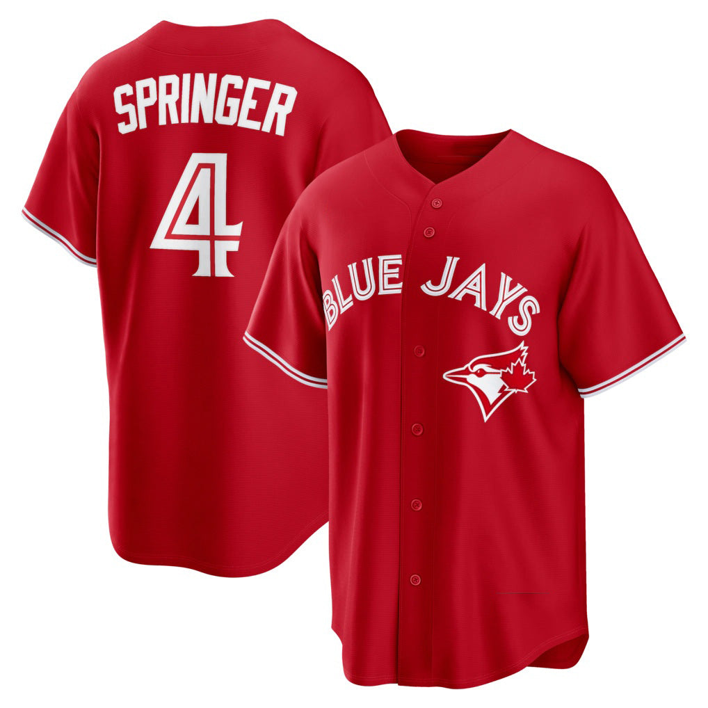 Toronto Blue Jays #4 George Springer Red MAROU Canada Day Replica Jersey