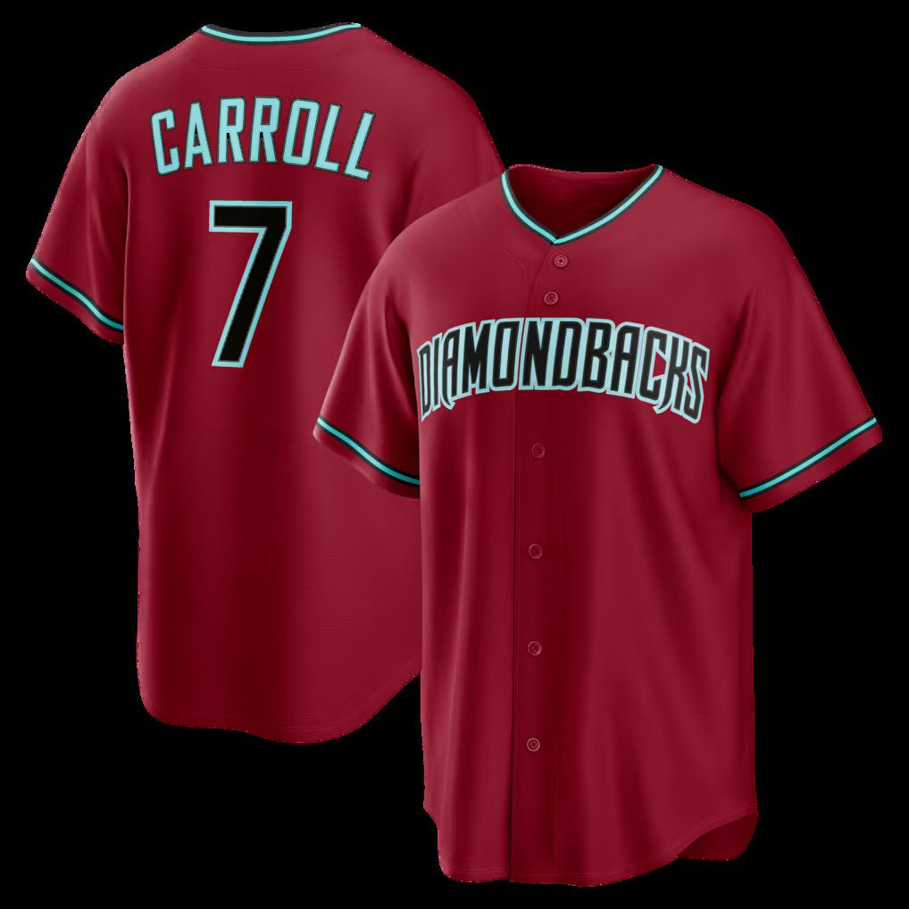 Arizona Diamondbacks #7 Corbin Carroll Crimson MAROU Alternate 2 Replica Jersey