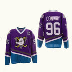 The Mighty Ducks Movie Hockey Jersey #96 Charlie Conway Purple Color Kids Size