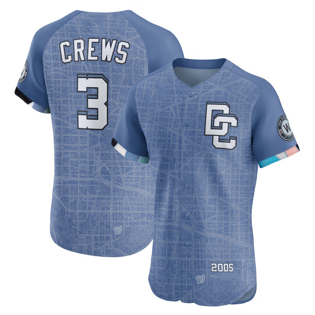 Washington Nationals #3 Dylan Crews Blue MAROU 2025 City Connect Elite Player Jersey