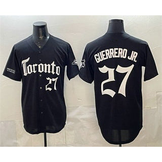 Toronto Blue Jays #27 Vladimir Guerrero Jr Black MAROU Gothic North Edition Limited Stitched Jersey