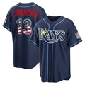 Tampa Bay Rays #13 Junior Caminero USA 250 Fourth of July Road Stadium Jersey - Navy Puhics