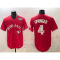 Toronto Blue Jays #4 George Springer Red MAROU 2025 World Series Cool Base Stitched Jersey