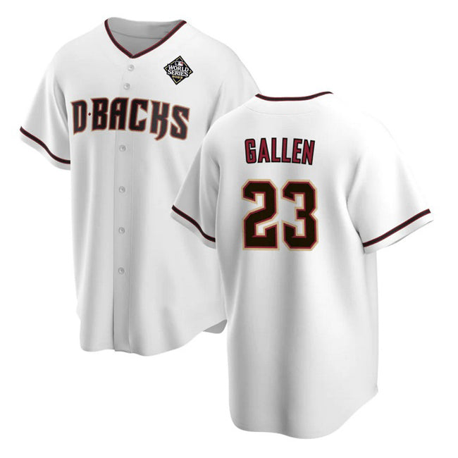 Arizona Diamondbacks #23 Zac Gallen White MAROU 2023 World Series Cool Base Stitched Jersey