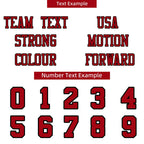 Custom American Football Jersey Personalized Stitched Name and Number Breathable Mesh Top for Team Game Sports or Work wear White Red