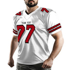 Custom American Football Jersey Personalized Stitched Name and Number Breathable Mesh Top for Team Game Sports or Work wear White Red