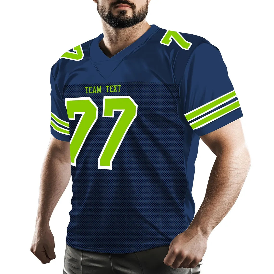 Custom American Football Jersey Personalized Stitched Name and Number Breathable Mesh Top for Team Game Sports or Work wear Navy Green