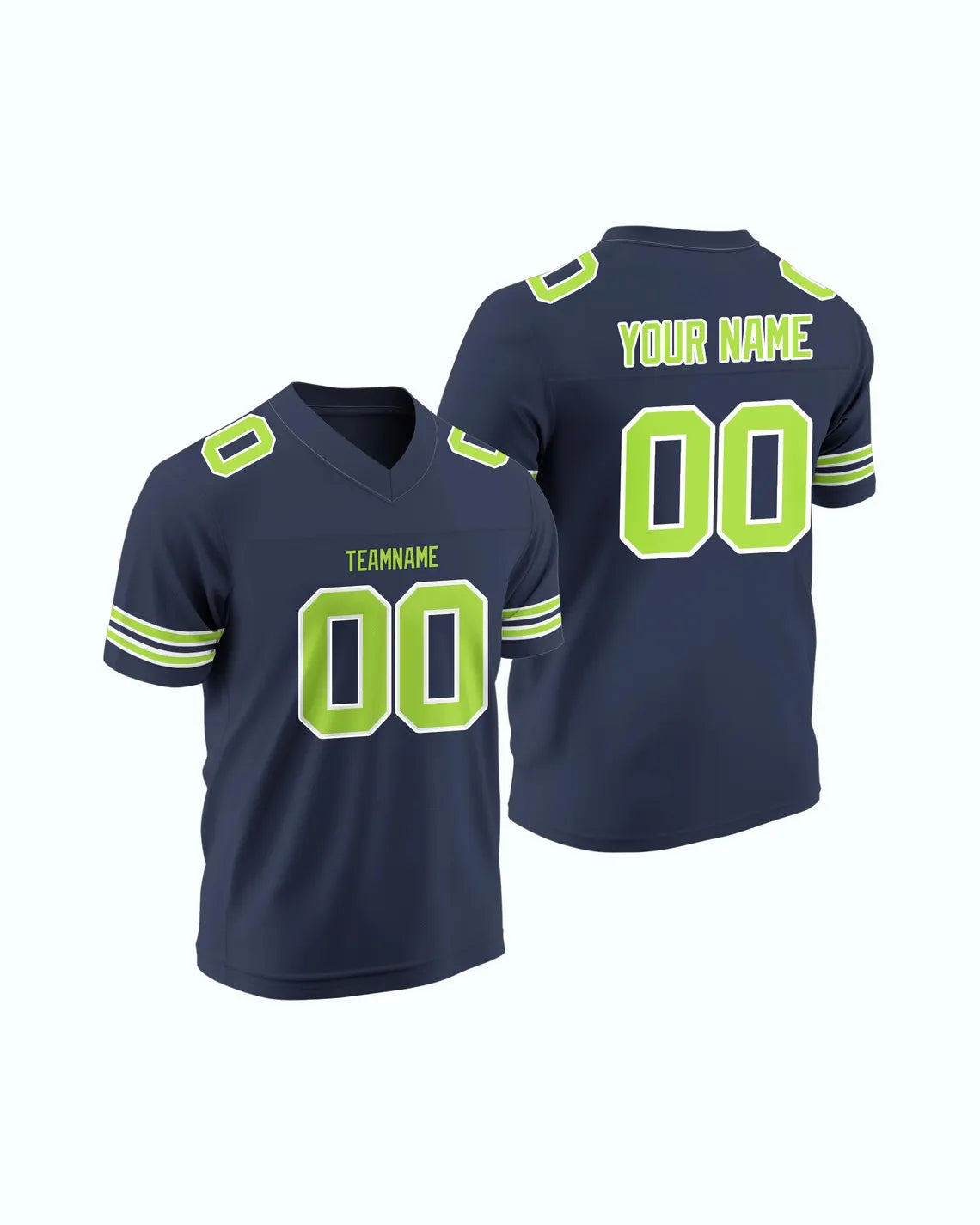 Custom American Football Jersey Personalized Stitched Name and Number Breathable Mesh Top for Team Game Sports or Work wear Navy Green