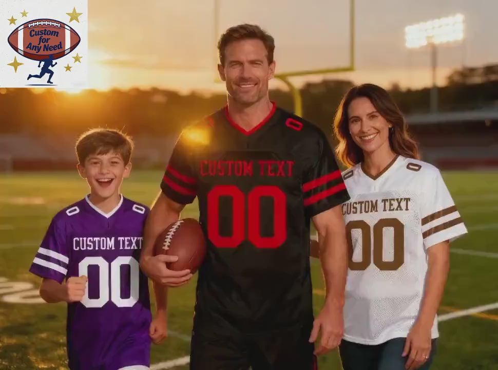 Custom Football Jersey Personalized Stitched Name Number Team Logo Game Customize Football Mesh Shirt Fan Gift for Men Women Youth Sports