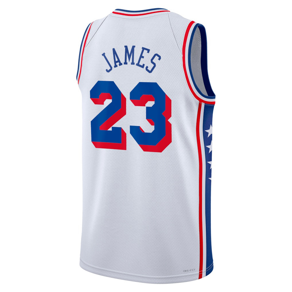PH.76ers #23 LeBron James White Swingman Jersey - Statement Edition Stitched American Basketball Jersey